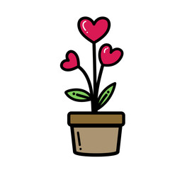 Love Plant floral in a pot Simple design romantic theme This element can be used for decoration card, Element design, Poster Background