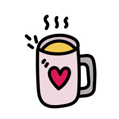 Coffee Milk love foam with beans cartoon Simple design romantic theme This element can be used for decoration card, Element design, Poster Background