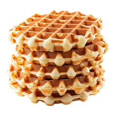 Stack of Delicious Crispy Waffles on a White Background