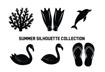 Obraz premium set of vector icons of summer holidays, Summer Vector Silhouette, Summer Travel, Holiday Summer Vector