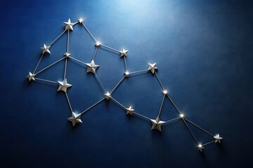 Celestial Constellation An Elegant Arrangement of Silver Stars on a Deep Blue Background