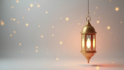 Golden Ramadan lantern - Symbolizes faith and peace - Suitable for festive greeting cards