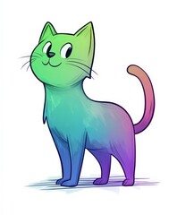 Obraz premium Colorful Cartoon Cat Character with Playful Expression and Design