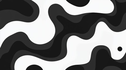 Abstract Organic Shapes in Black and White Flowing Design