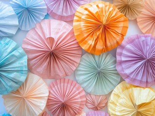 Pastel Paper Fans Display: A Colorful and Decorative Background