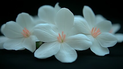 Fototapeta premium Delicate White Flowers Bloom Dark Background