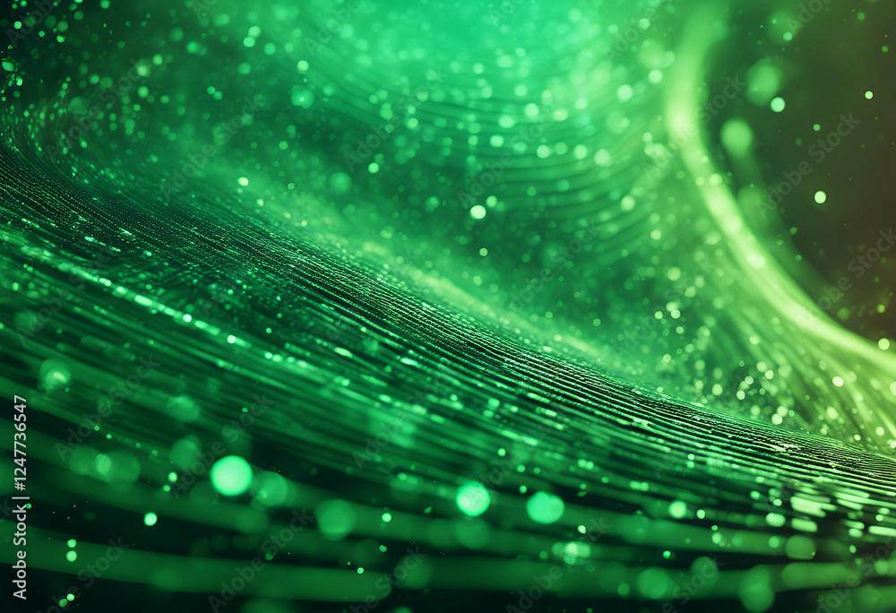 Poster 3d background dots green futuristic rendering abstract dynamic wave flow technology datum innovation
