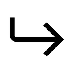 Arrow-turn-down-right icon in black and outline style