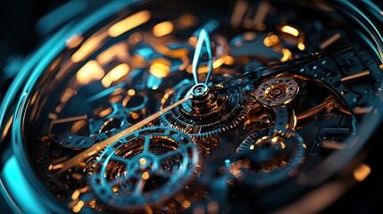 Close-up of intricate gold and silver watch mechanism gears.