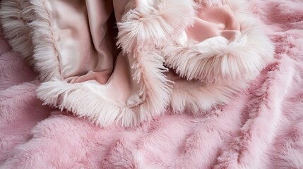 Pink Faux Fur Throw Blanket Soft Cozy Texture