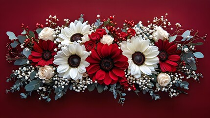 christmas decoration on red background