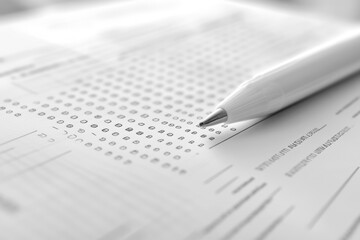 Ballpoint pen on top of a standardized test sheet