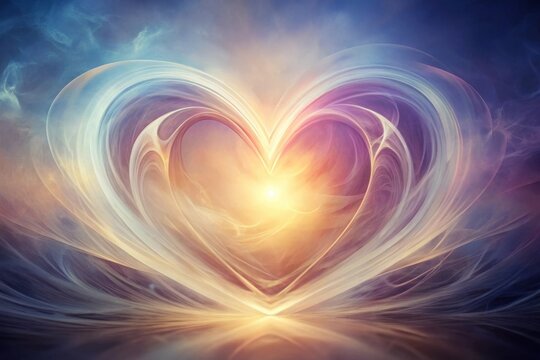 Celestial Heart An ethereal, radiant heart-shaped formation emerges from swirling cosmic dust and light, symbolizing divine love and spiritual connection.