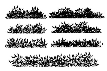 bush silhouette set. black bushes element
