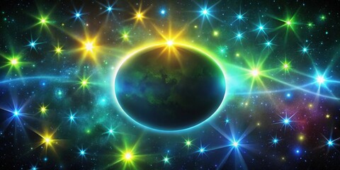Obraz premium Celestial Orb Surrounded by Vibrant, Luminous Stars in a Dark Expanse of Space