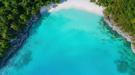 Serene Tropical Lagoon Surrounded by Lush Greenery and Crystal Clear Waters