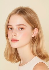 Fresh and Radiant Beauty Portrait of a Blonde Woman with Glossy Skin