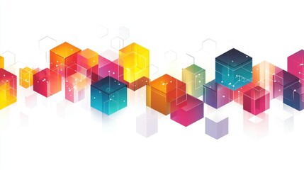 Obraz premium An abstract background with colorful cubes arranged in a geometric pattern, evoking the idea of innovative technology and data visualization