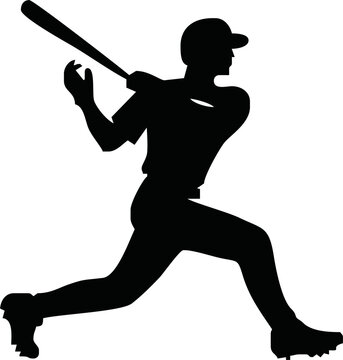 baseball player silhouette swinging bat clip art preview