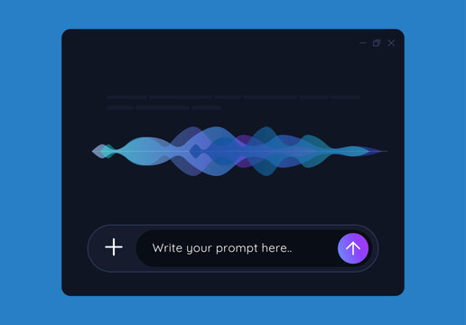 speech recognition sound wave waveform application user interface talk speak chat with AI virtual assistant bot artificial intelligence having conversation