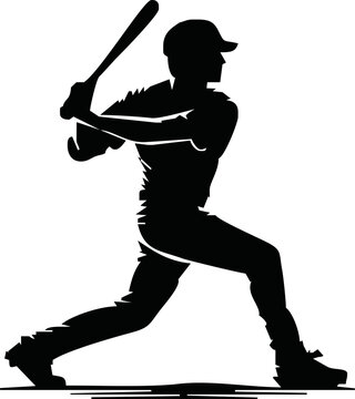 baseball player silhouette swinging bat clip art preview