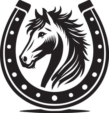 recommend clip art: horse head silhouette, black Horse head logo, horse head illustration, Horse head in horseshoe silhouette vector black and white