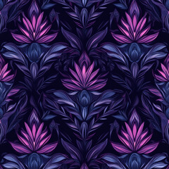 Seamless pattern of vibrant purple and pink flowers