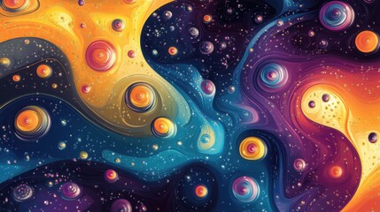 Abstract Cosmic Swirls Celestial Orbs and Nebulae