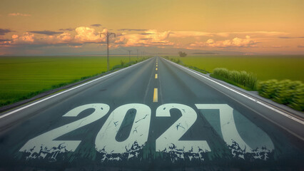 New Year 2027 road leading to the future and new hope concept - AI generated