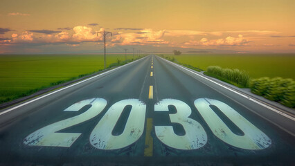 New Year 2030 road leading to the future and new hope concept - AI generated