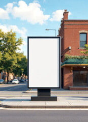 Outdoor advertising billboard with a blank display in a city street, perfect for commercial marketing and branding campaigns.