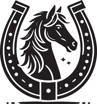 recommend clip art: horse head silhouette, black Horse head logo, horse head illustration, Horse head in horseshoe silhouette vector black and white