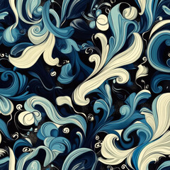 Fototapeta premium Abstract blue and cream swirling pattern design