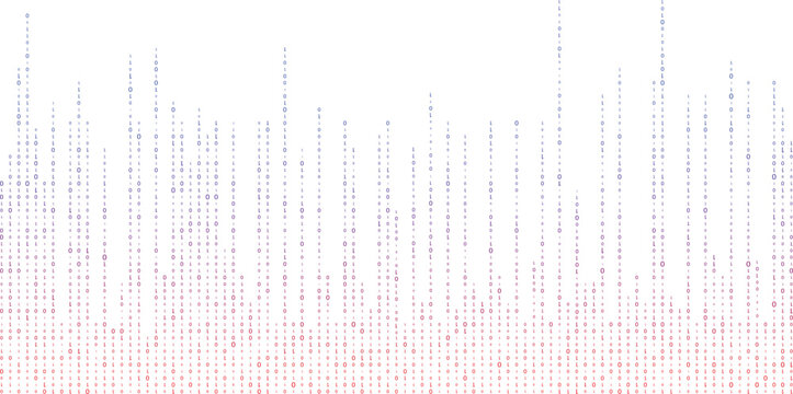 Binary code zero one abstract matrix white background with binary computer code.