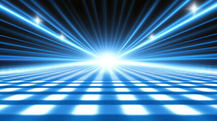 Fototapeta premium Futuristic blue light grid with glowing beams