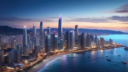 Fototapeta premium 1. **Surfers Paradise City Skyline at Dusk, Gold Coast, Australia**