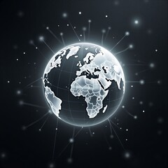 Fototapeta premium Monochromatic World Globe with Data Connections