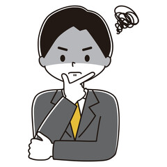 決めポーズ　スーツ姿の男性のイラスト　もやもや