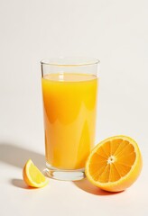 Fototapeta premium Tall Glass of Orange Juice with Sliced Citrus Fruit