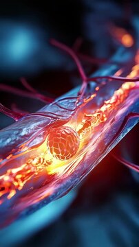 Vertical video Cath Lab Technology, 3D Animation of Angioplasty and Stent Placement