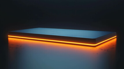 Smooth 3D Floating Border with Glowing Neon Lights in a Dark Environment