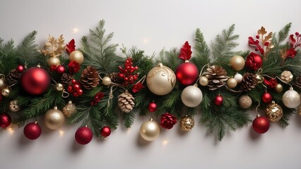 **"Festival Cricket Sports with Seamless Decorative Christmas Border, Coniferous Branches, and Garlands of Christmas Lights and Ornaments."**