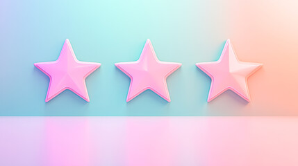 Obraz premium Celebrating excellence three pink stars on a colorful background