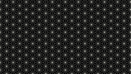 麻の葉　黒　無彩色　白　植物　和柄　テキスタイル