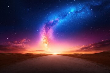 Mystic Starry Desert Road Invites Adventure Under Cosmic Skies