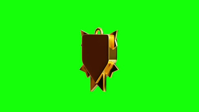 3D Video Greenscreen Gold and blue medal suitable for awards, competitions, accomplishments, success, victory, recognition, certificates, sports events, and academic achievements.