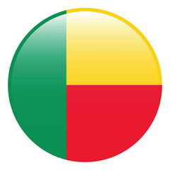 Benin flag. Benin circle flag logo icon computer vector illustration design. 3d flag.