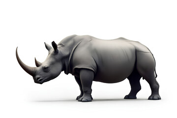 Obraz premium Majestic rhinoceros standing proudly against a clean white backdrop for world wildlife day conservation awareness