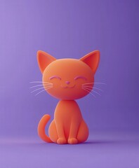 Obraz premium Cute Orange Cat Figure on Purple Background for Playful Themes