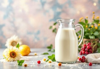 jug of fresh milk with copyspace